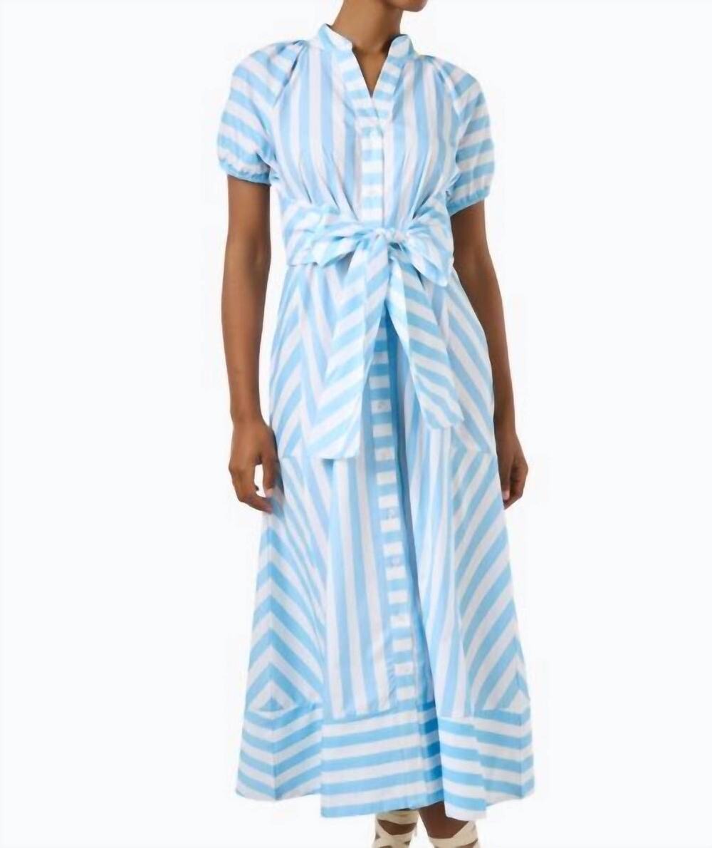 SAIL TO SABLE $248 Abby Stripe Maxi Dress In Blue White Stripe Size M